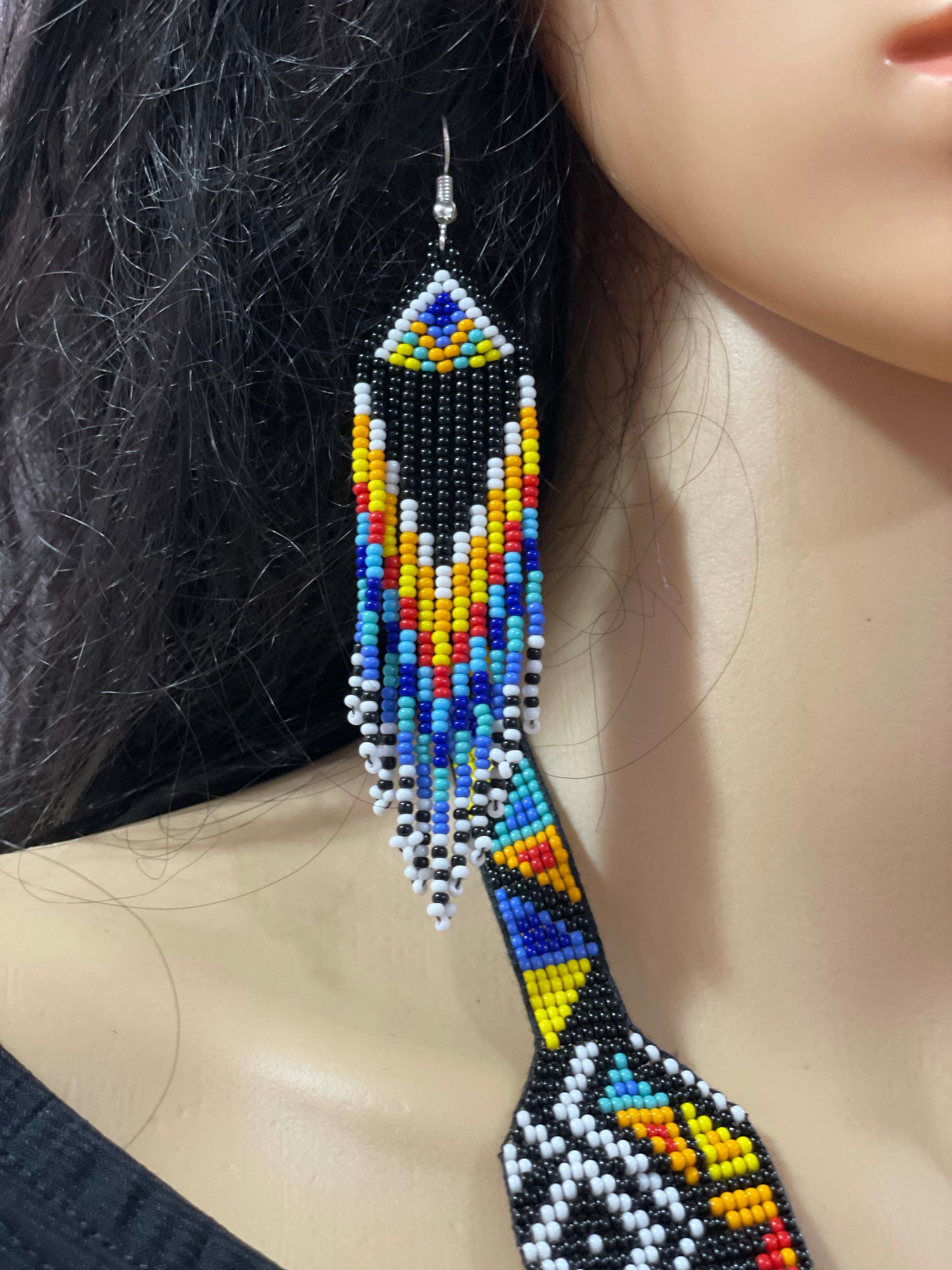 Seed bead necklace earrings set handcrafted tribal boho jewelry