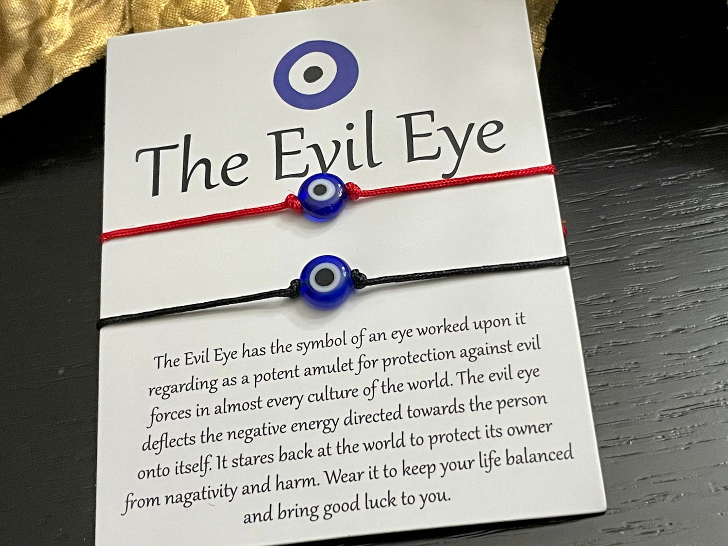 Evil eye bracelet pair thread pull protection jewelry