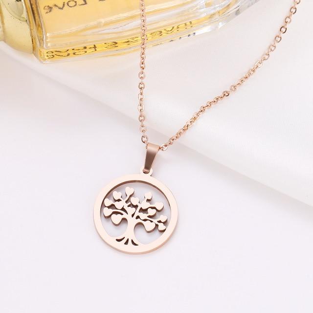 Necklace charm “tree of life” rose gold stainless jewelry