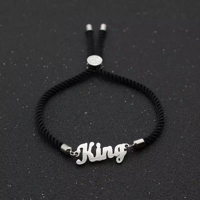 thread Bracelet king charm stainless steel rope knot adjustable