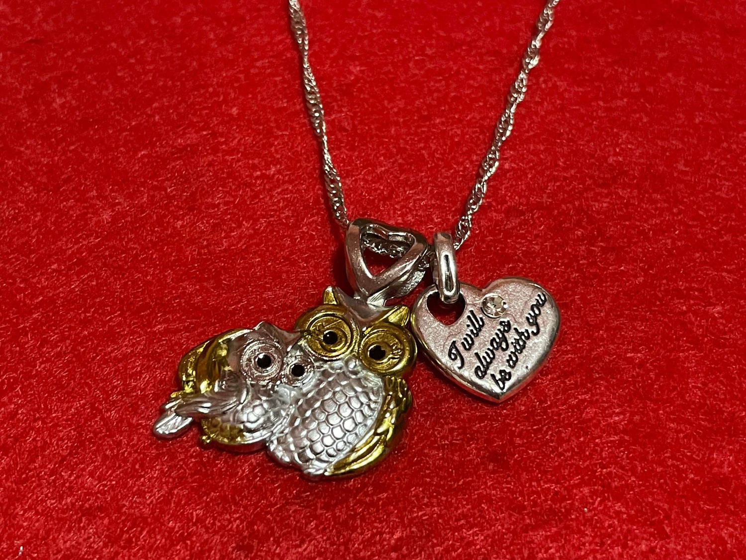 Charm pendant owl necklace “I will always be with you “