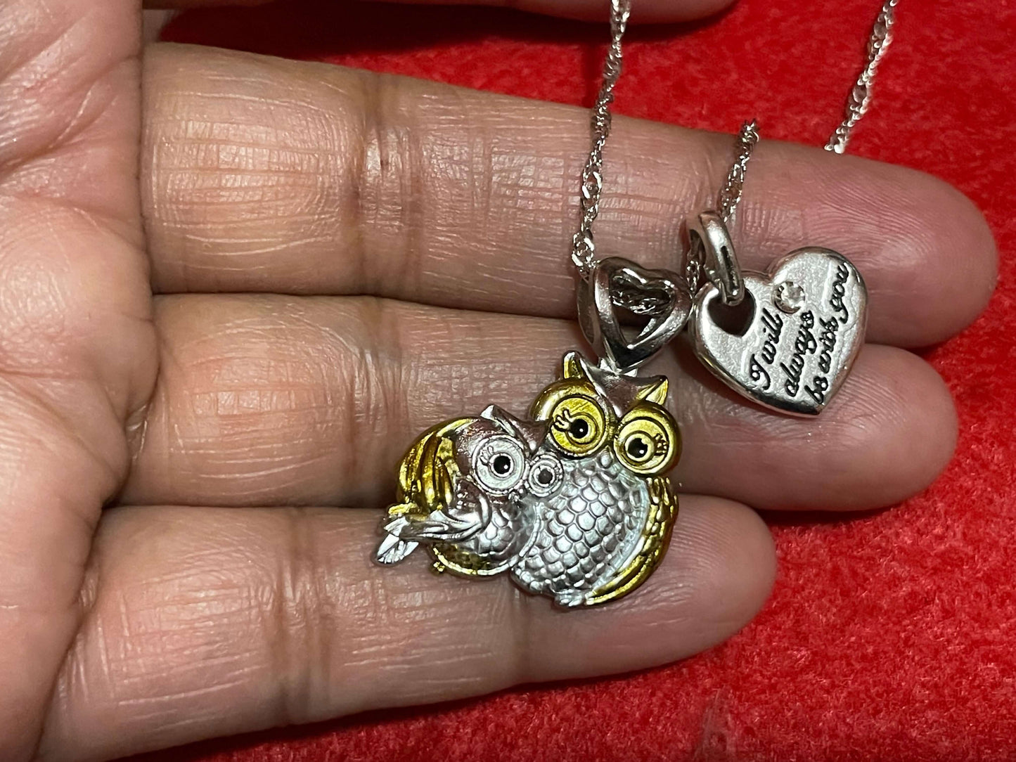 Charm pendant owl necklace “I will always be with you “