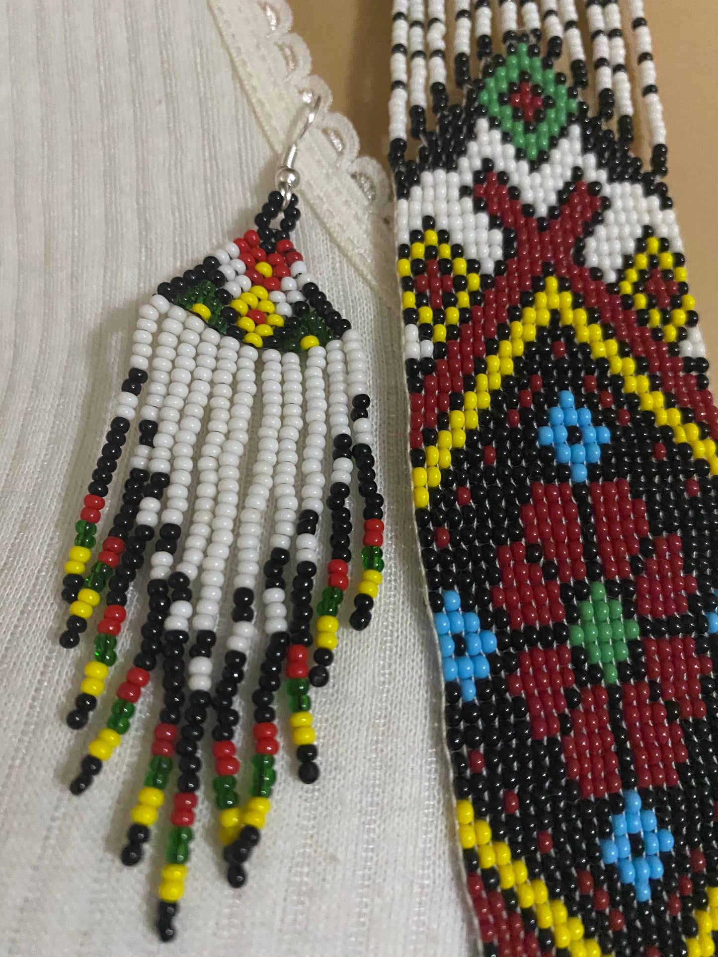 Seed Bead necklace & earrings handcrafted African inspired Design
