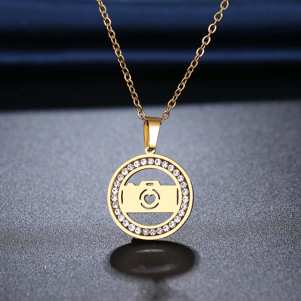 Charm camera pendant necklace jewelry stainless no fade gifts