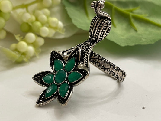 Peacock Ring handcrafted adjustable antique style bohemian jewelry