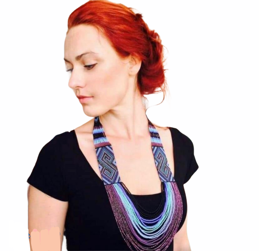 Handcrafted Bead embroidery necklace earrings set