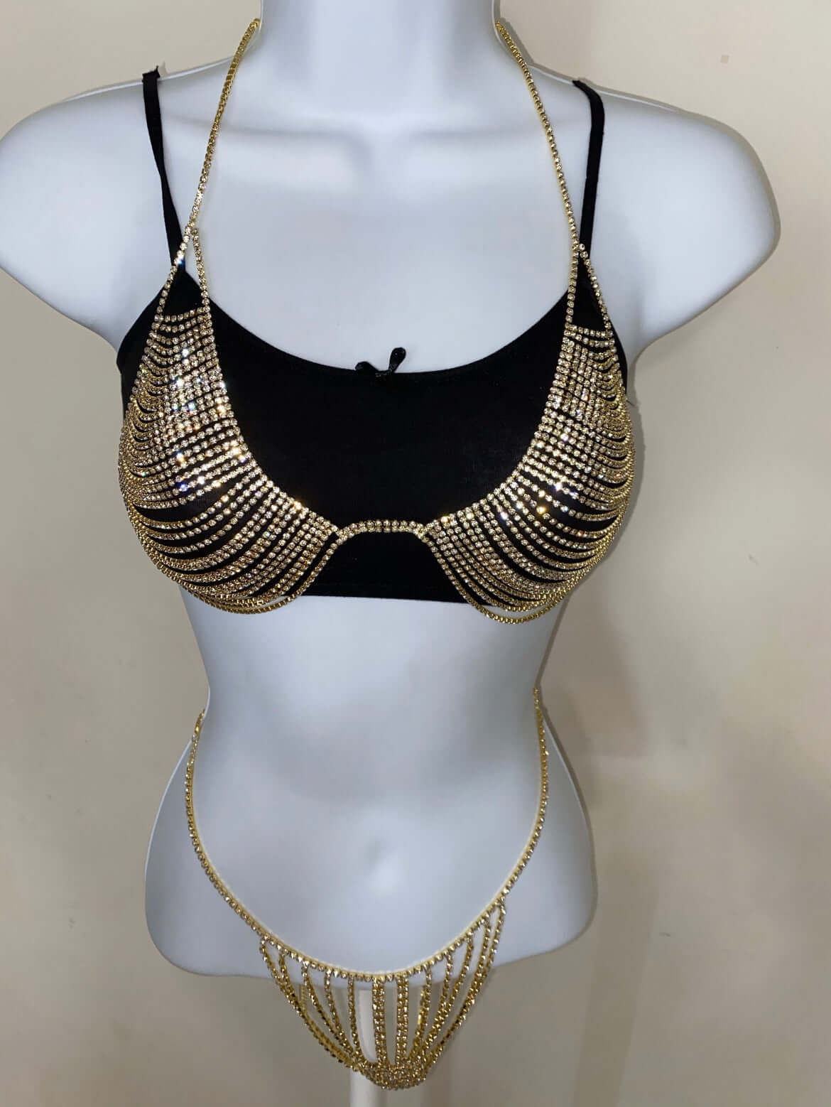 bikini suit slim body jewelry rhinestone crystal bra thong body chain jewelry