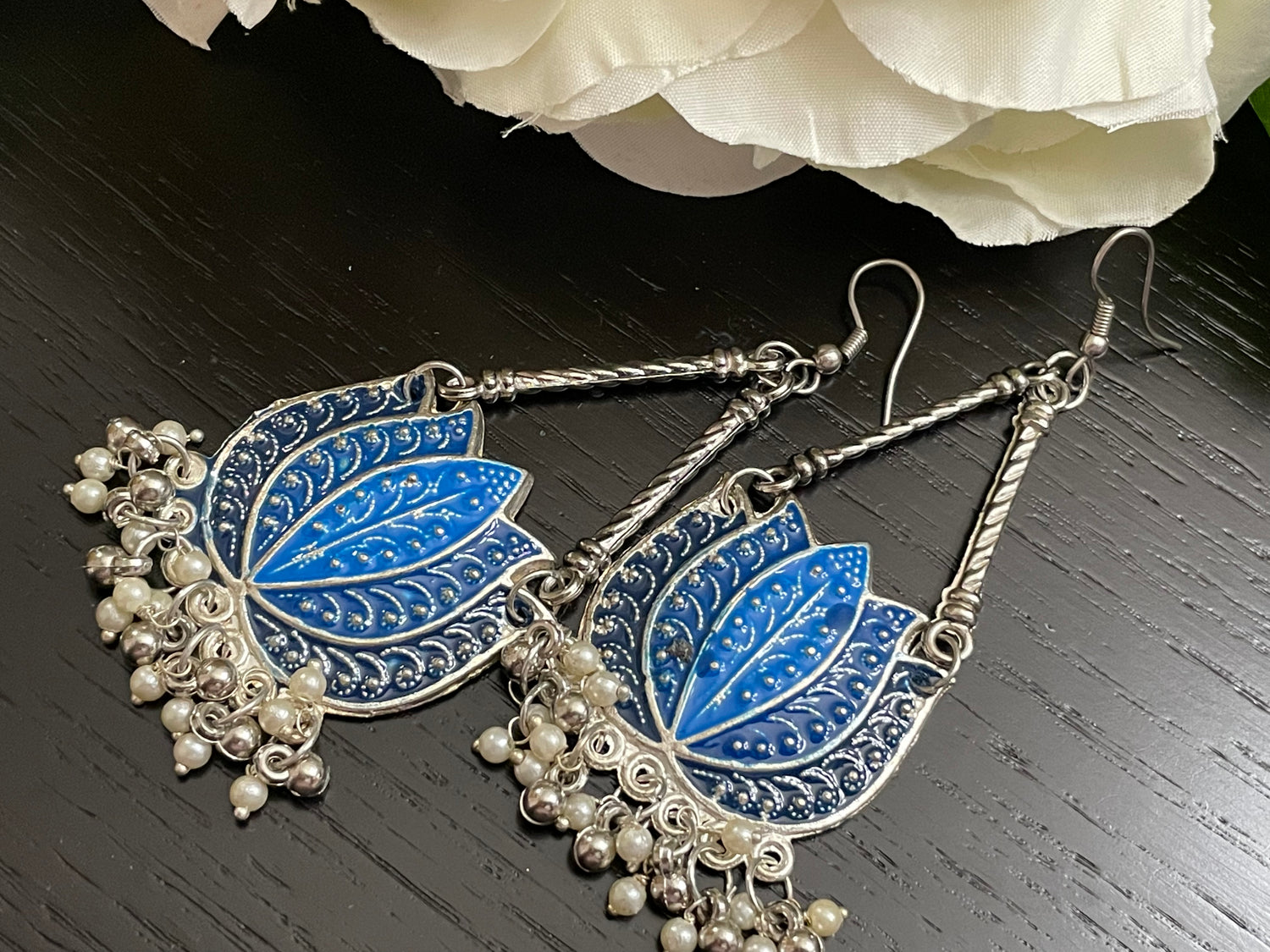 Earrings long lotus flower jewelry
