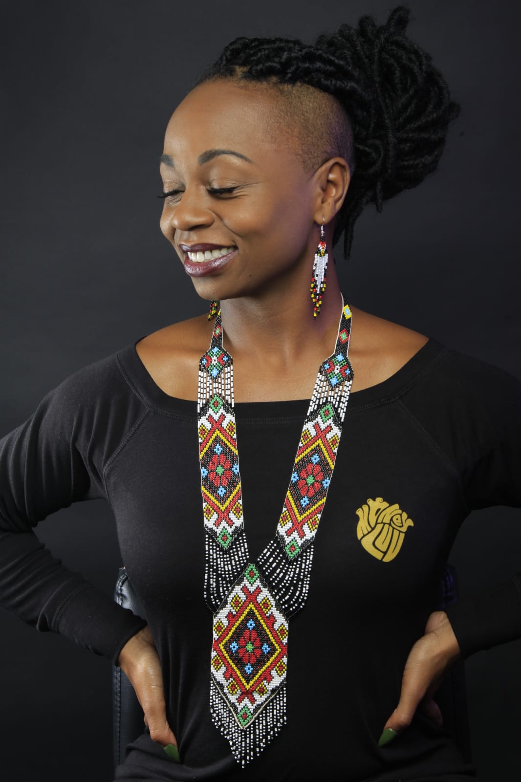 Seed Bead necklace & earrings handcrafted African inspired Design
