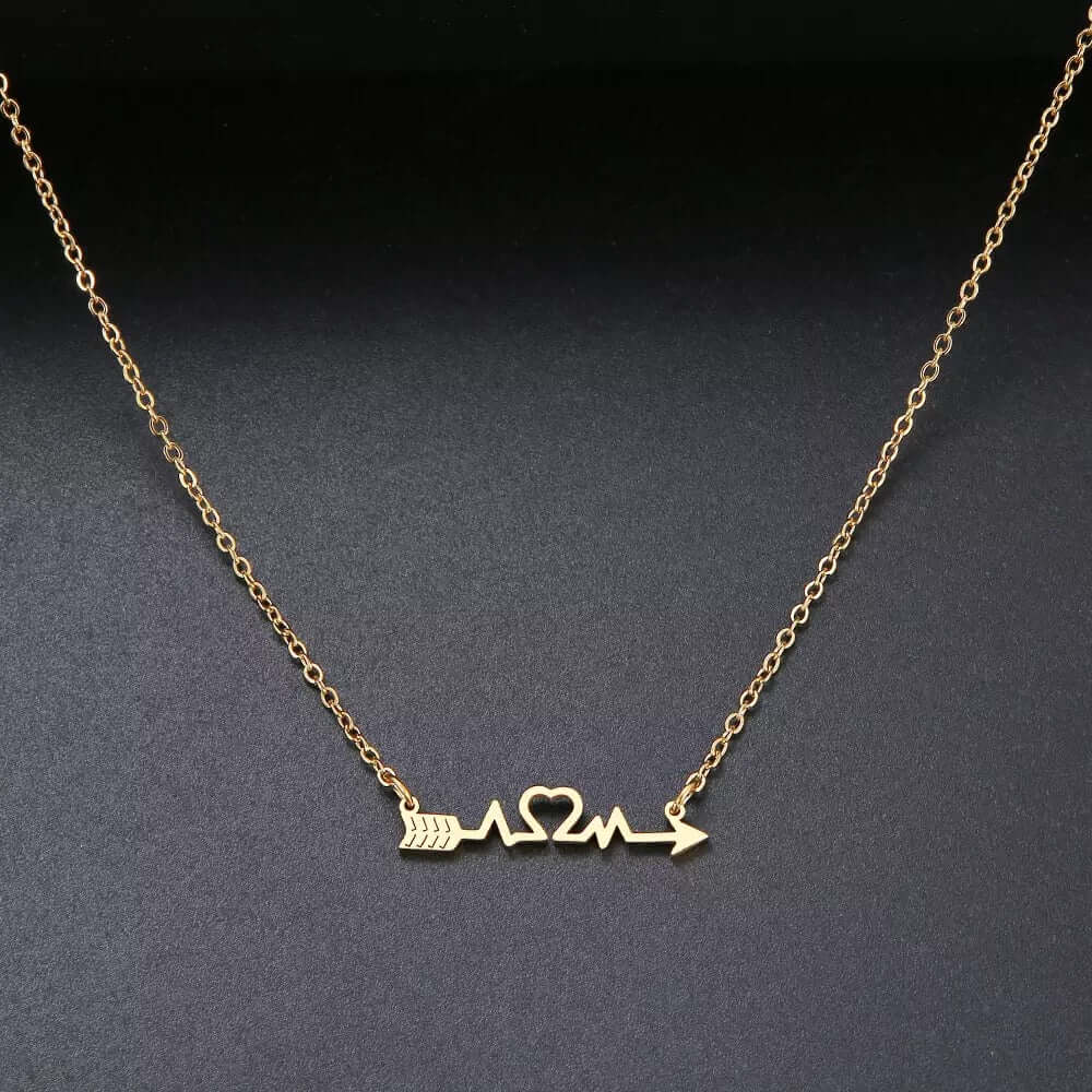 Charm necklace arrow and heart stainless no fade gift jewelry