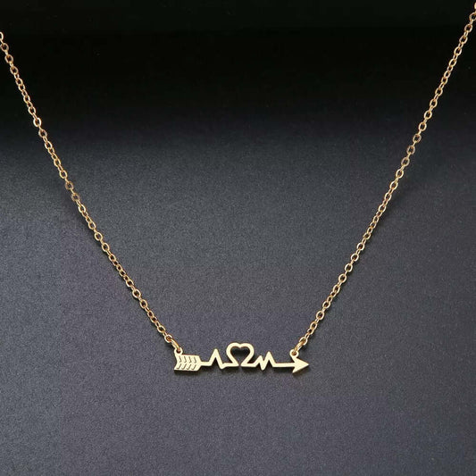 Charm necklace arrow and heart stainless no fade gift jewelry