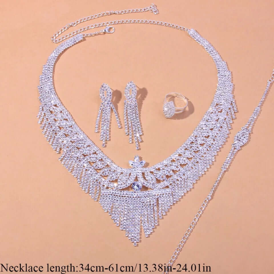 Bridal necklace set Royol combo silver bling rhinestone fashion jewelry
