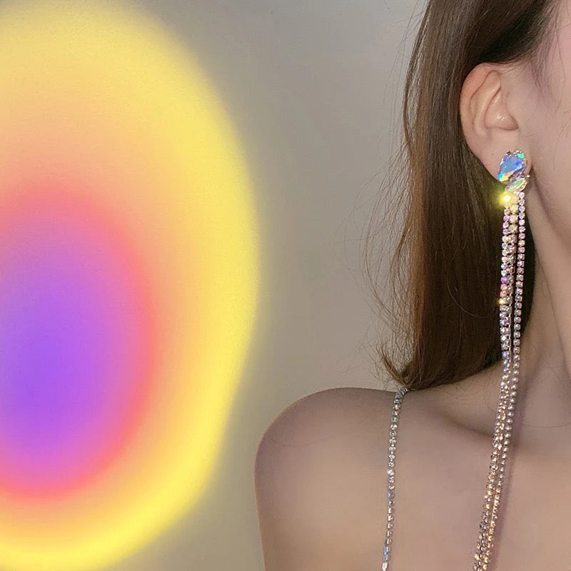 Long tassel earrings Crystal jewelry gift
