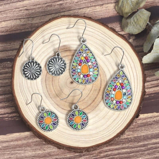 Earrings 3 pairs Oxidized boho style jewelry gift