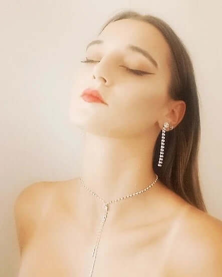Bridal necklace earrings set shiny silver rhinestone jewelry