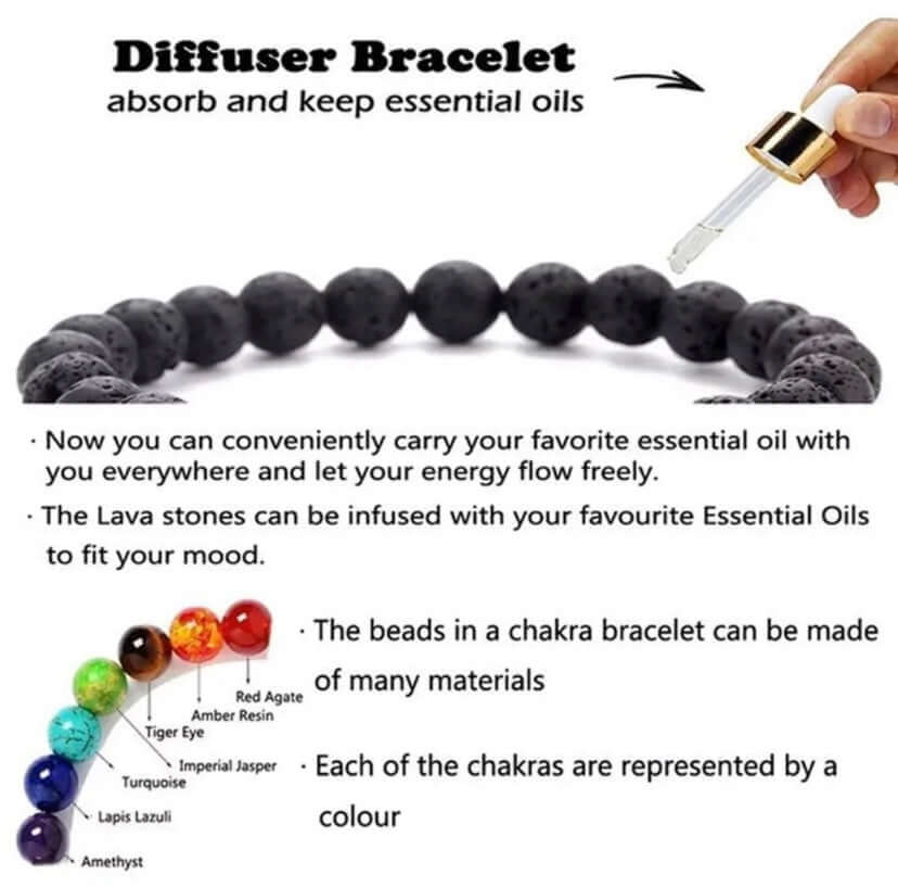 8 piece Lava bracelet natural stone essential oil diffuser jewelry