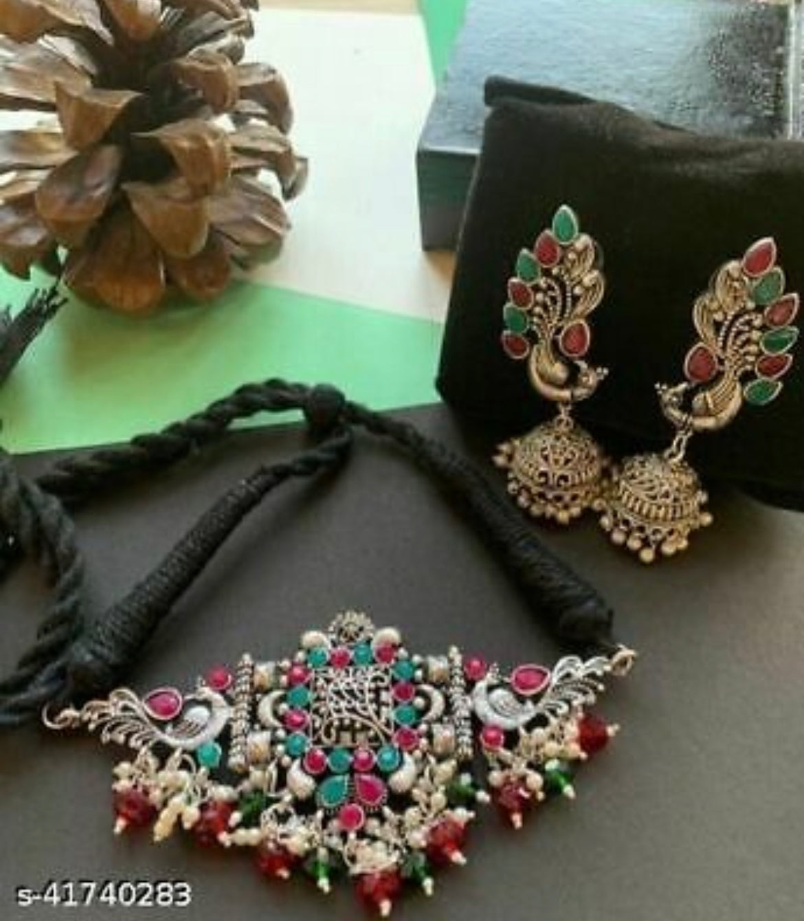 Necklace earrings set fashion jewelry ethnic bridal boho set