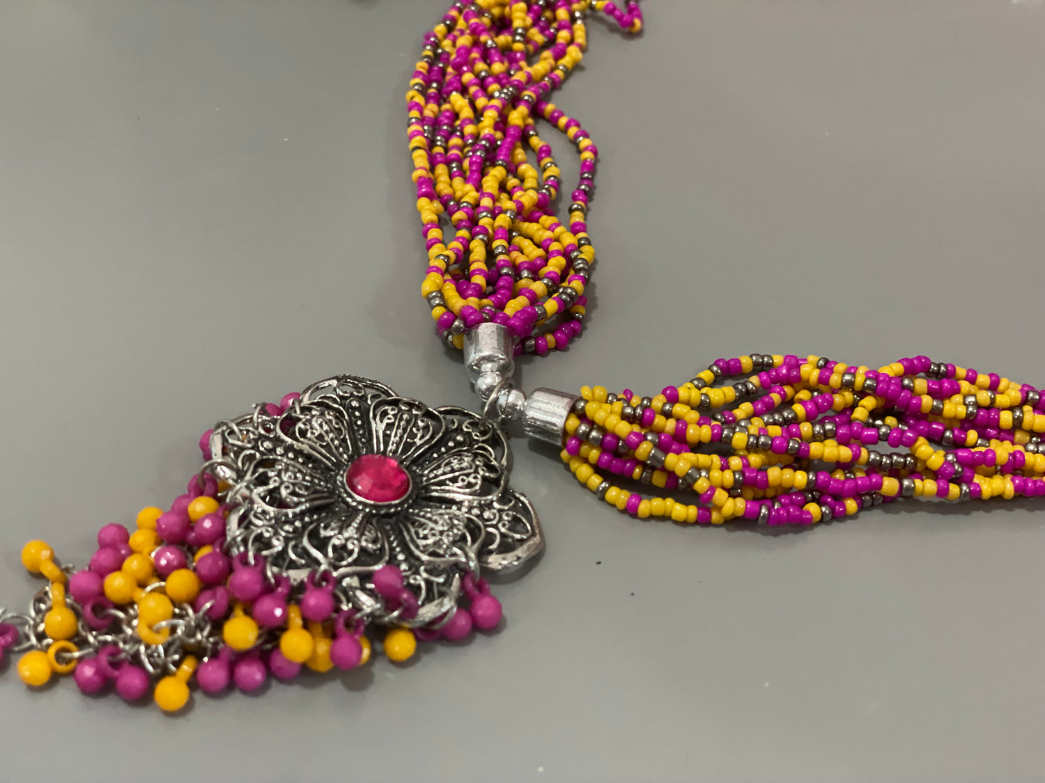 Necklace & big earrings Handcrafted seed bead Boho jewelry