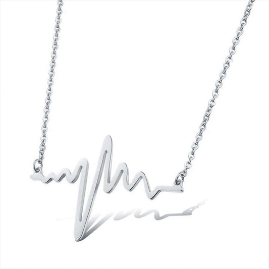 Charm necklace heartbeat pendant stainless steel non fade jewelry gift