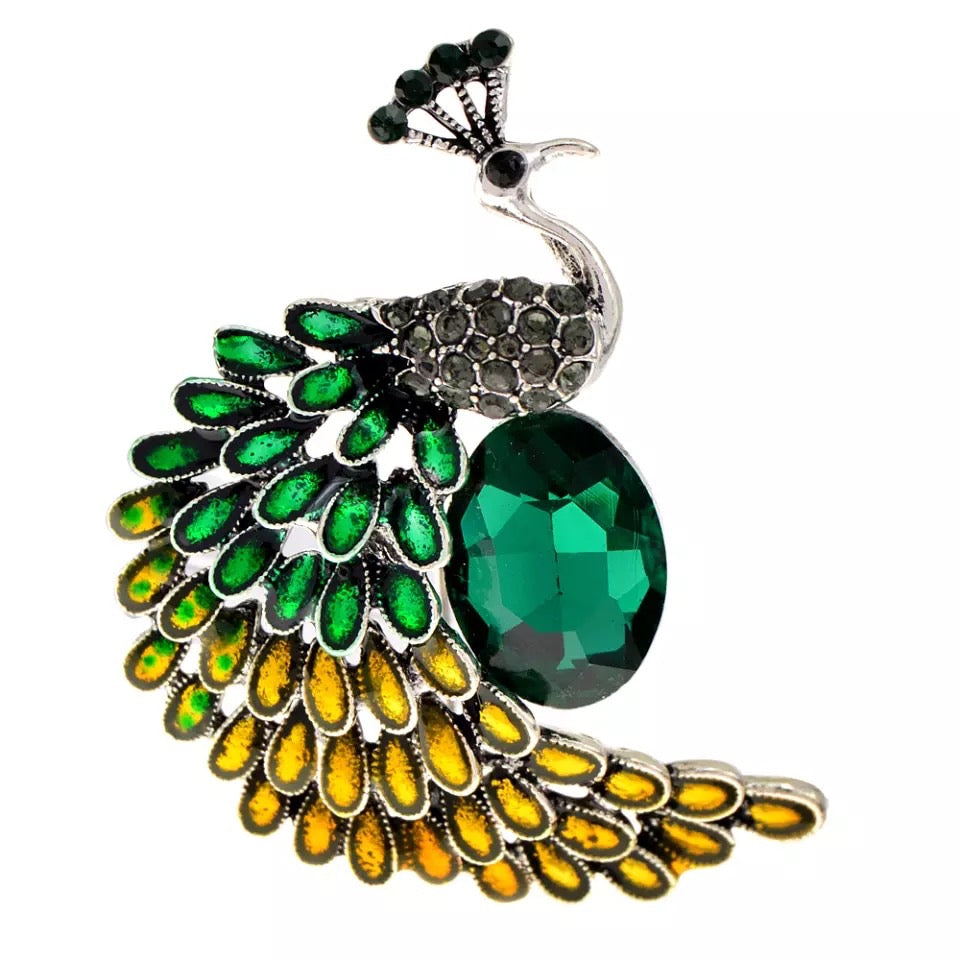 Peacock brooch Beautiful crystal decor scarf pin jewelry gift