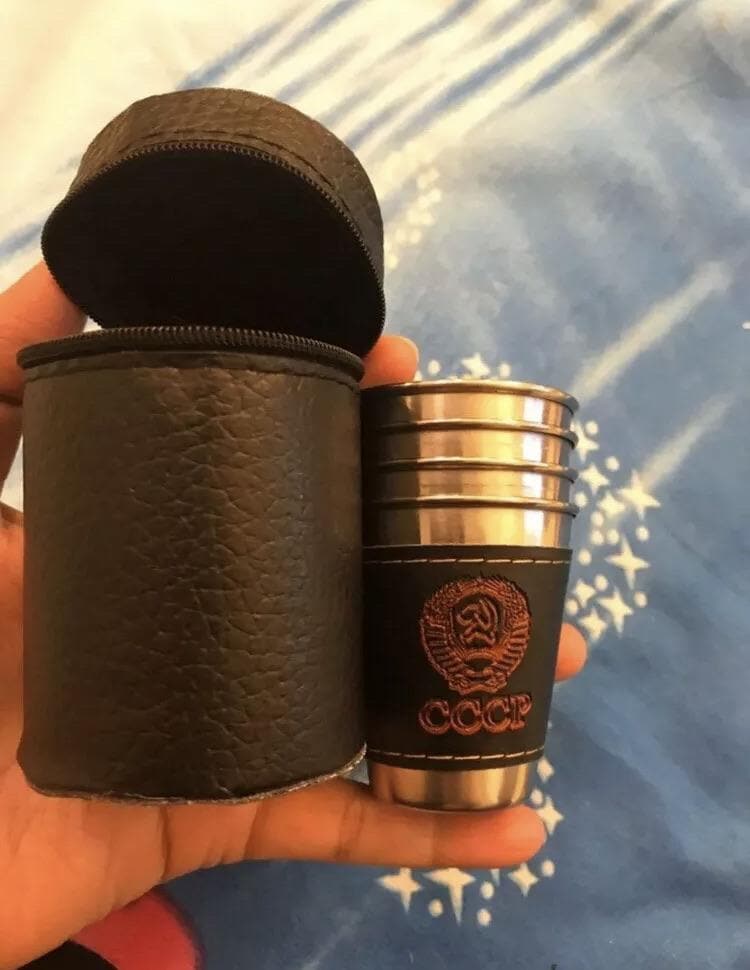 Travel wine glass set with leather grip cover favors