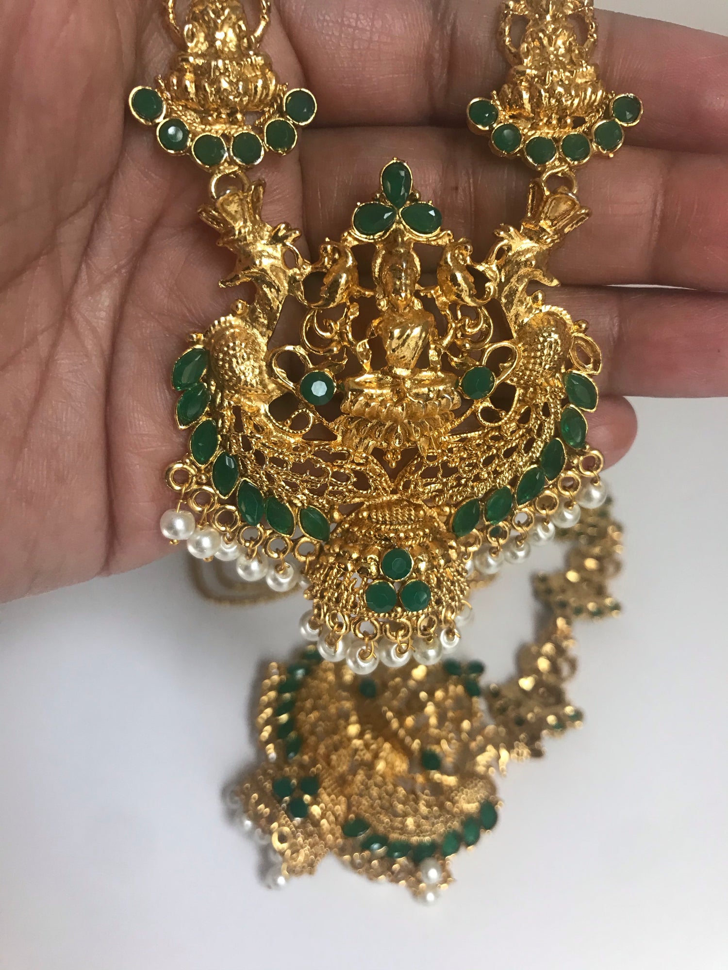 Indian bridal temple necklace combo with earring wedding festival jewelry set for women