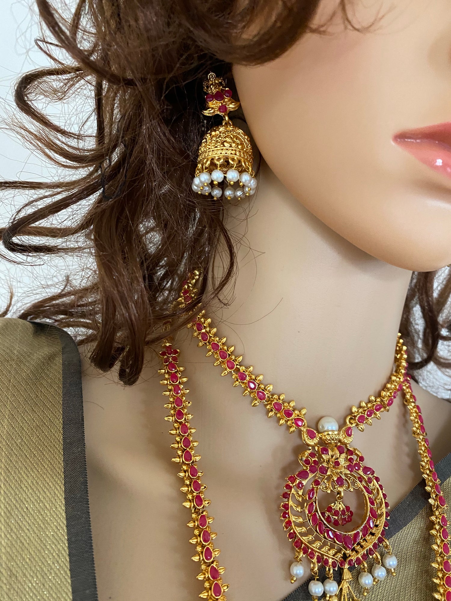 Indian necklace combo earrings wedding jewelry set