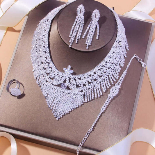 Bridal necklace set Royol combo silver bling rhinestone fashion jewelry