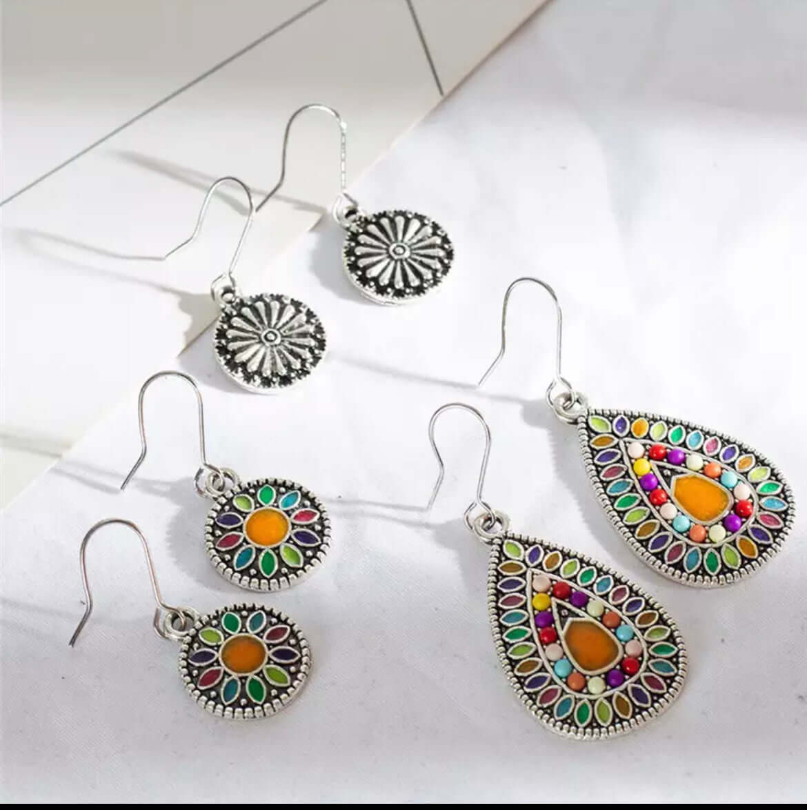 Earrings 3 pairs Oxidized boho style jewelry gift