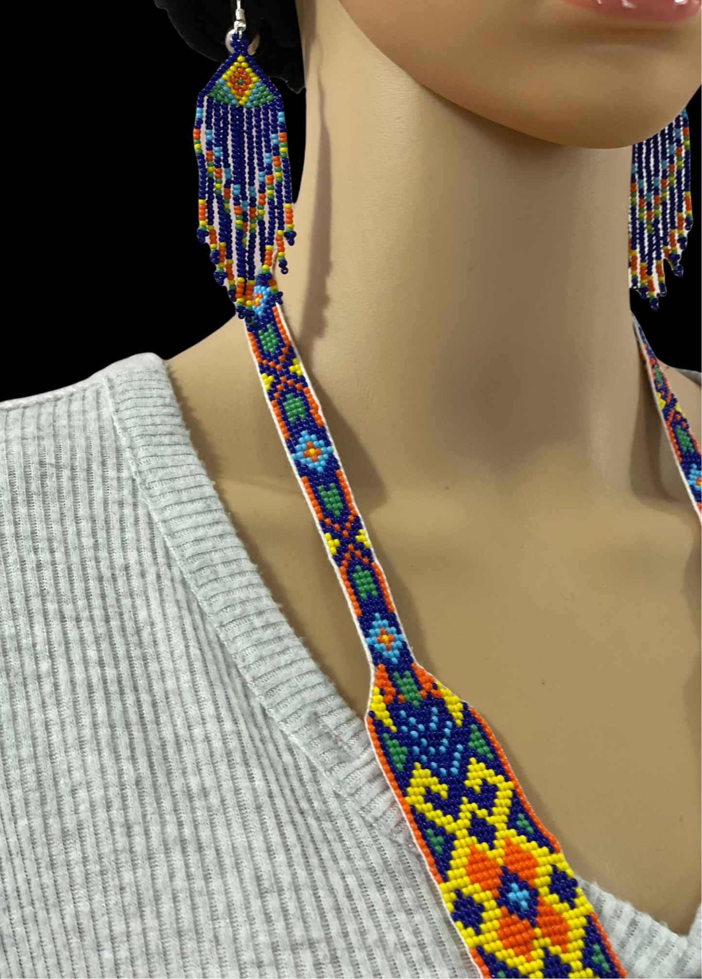 Handcrafted bead necklace earrings African fusion jewelry