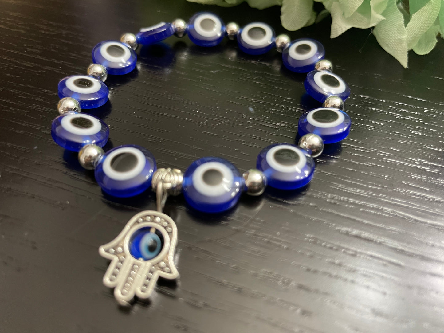 Charm Hamsa hands Protection bracelet evil eye glass beads jewelry