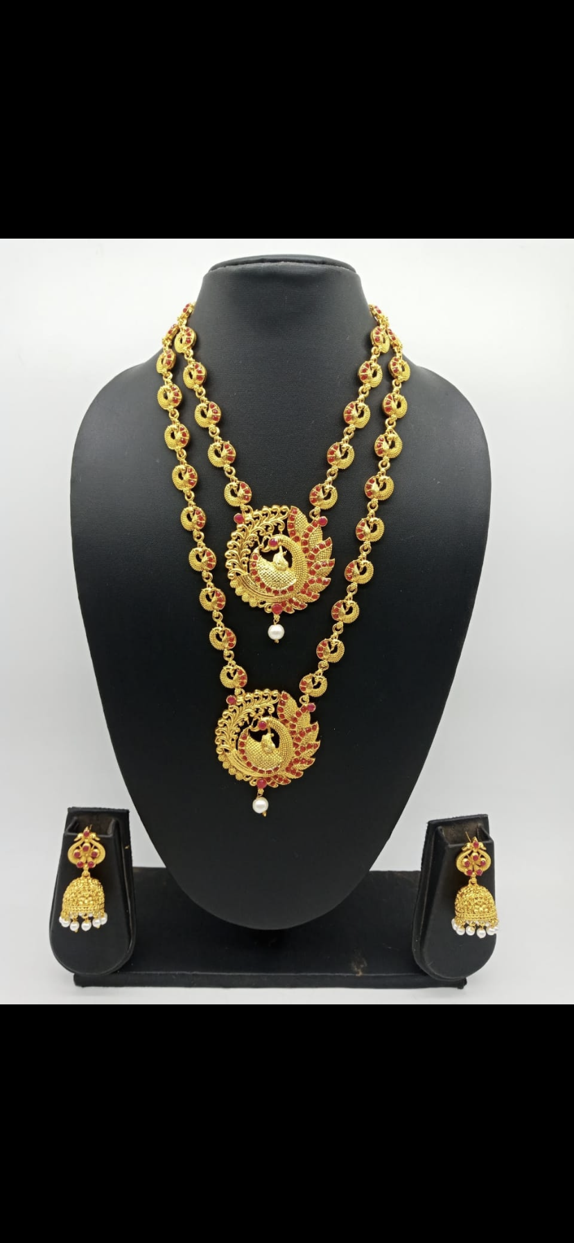Indian necklace combo bridal Peacock golden set