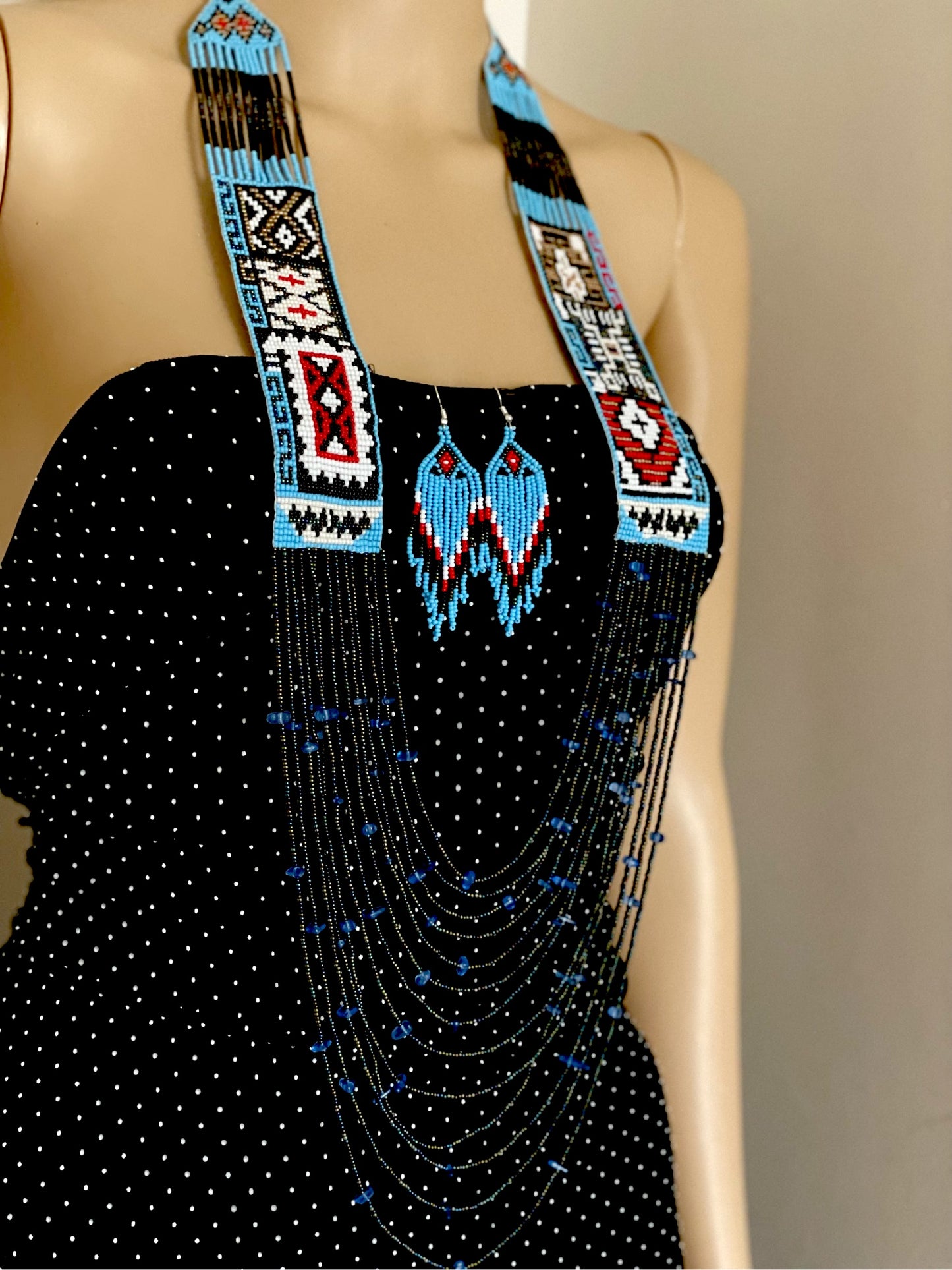 Seed bead necklace Handcrafted boho African jewelry tribal set