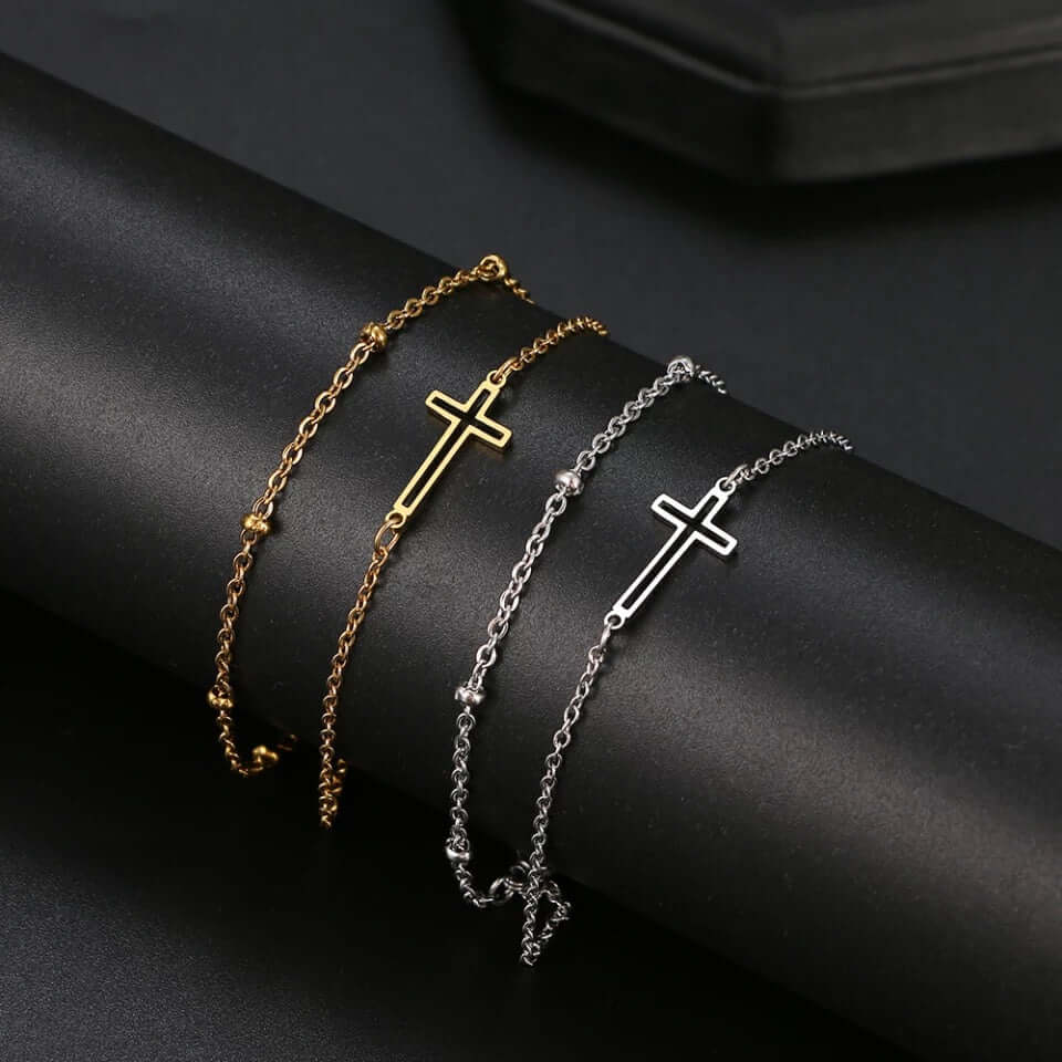 Cross charm Bracelet double chain non fade non tarnish jewelry
