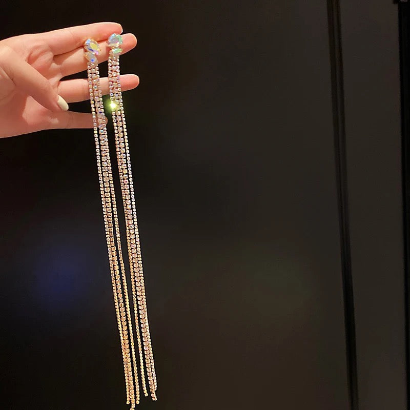 Long tassel earrings Crystal jewelry gift