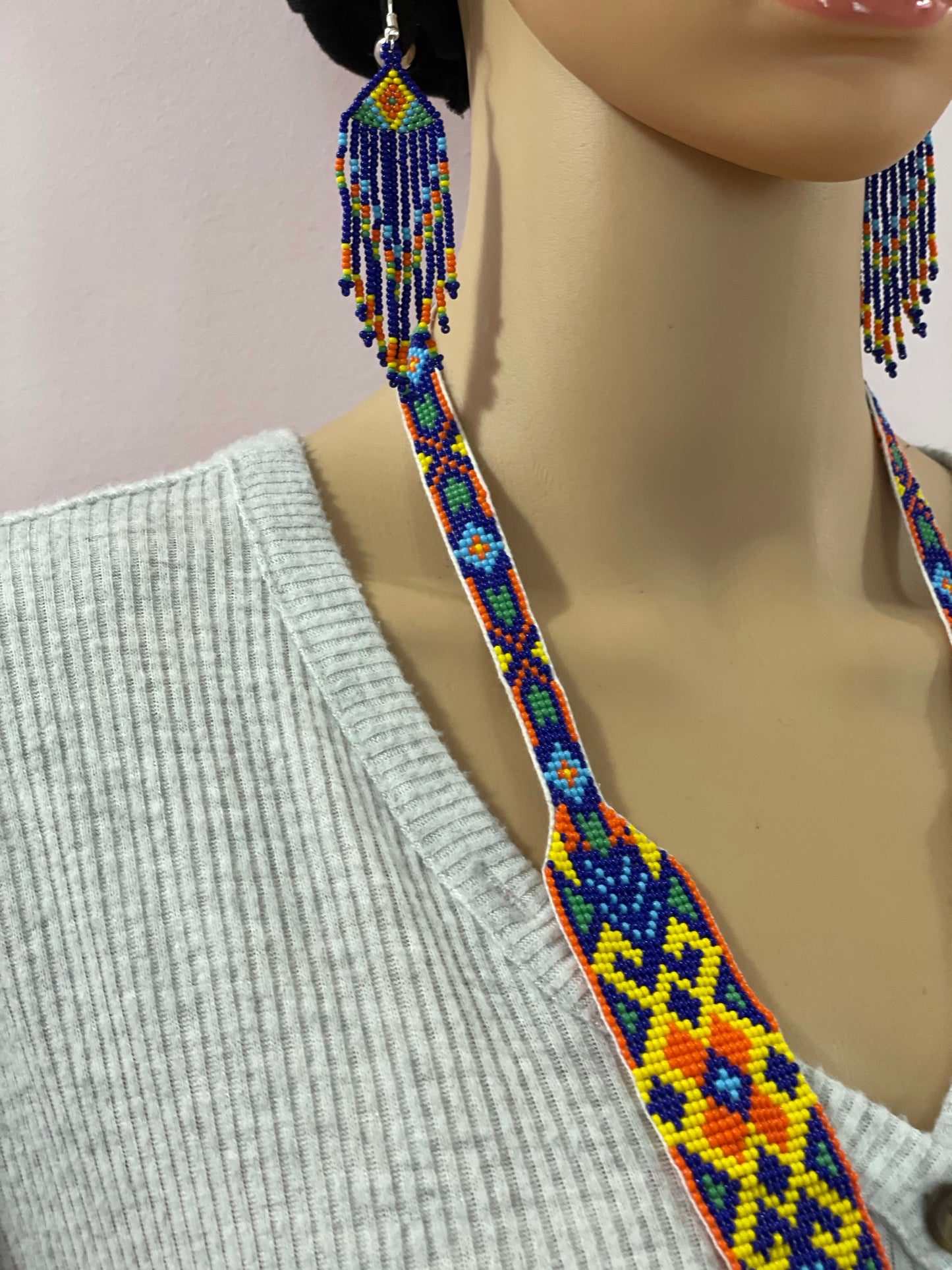 Handcrafted bead necklace earrings African fusion jewelry