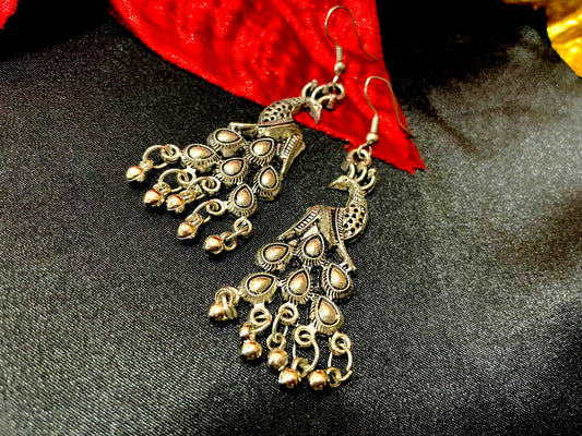Handcrafted earring peacock design dangle drop lightweight jewelry