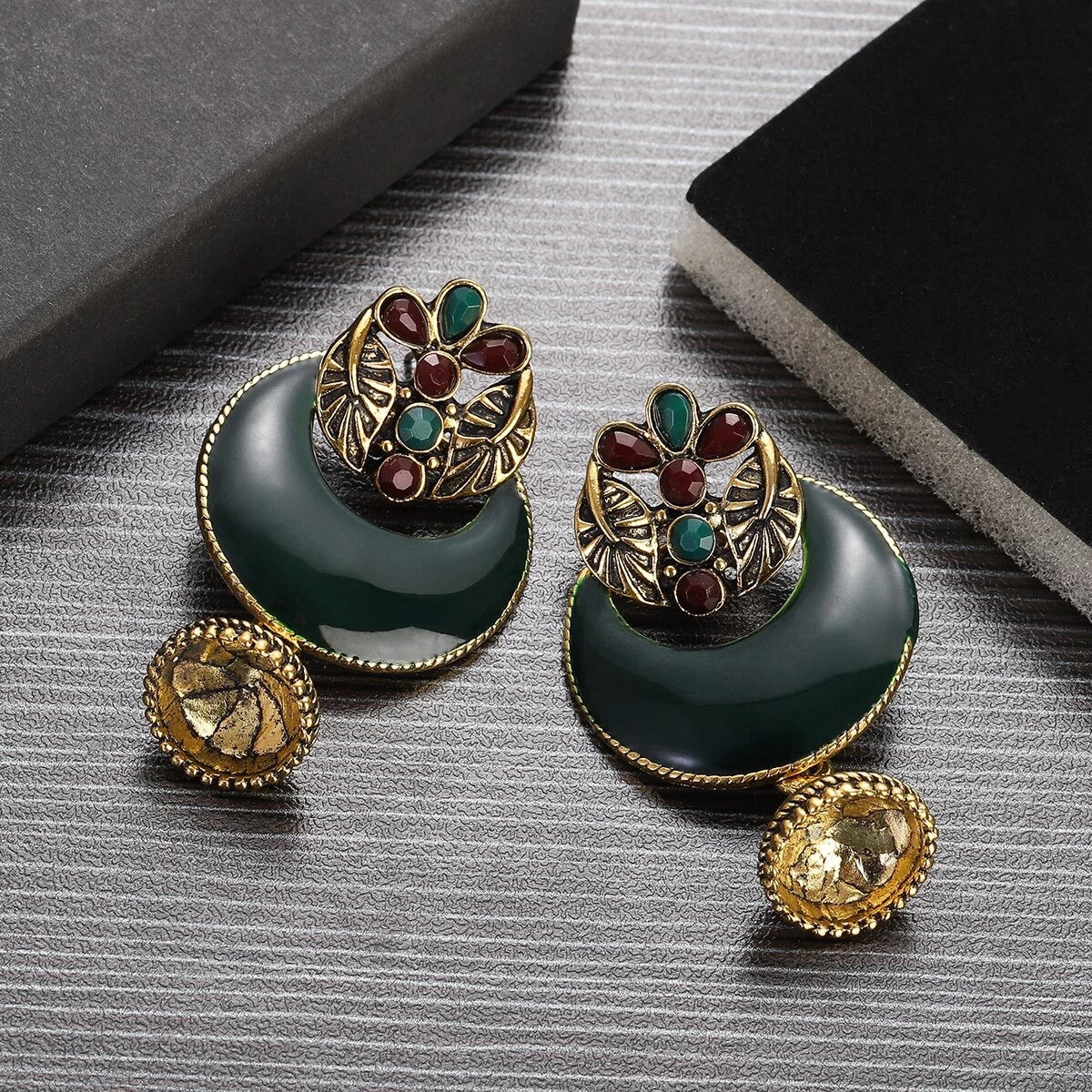 Earrings handcrafted enamel ethnic jhumka