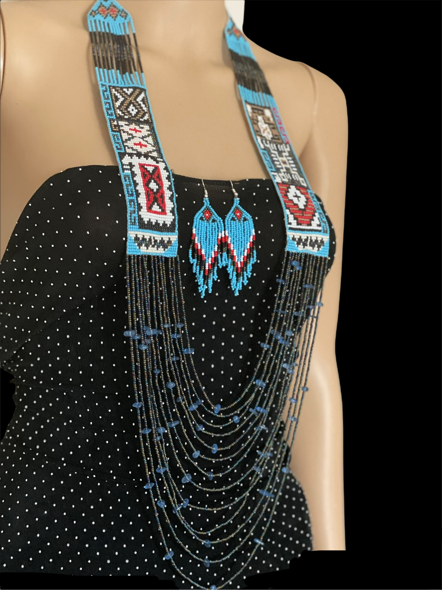 Seed bead necklace Handcrafted boho African jewelry tribal set