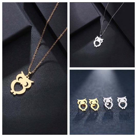 Charm Owl necklace earring set non fade jewelry gift high quality