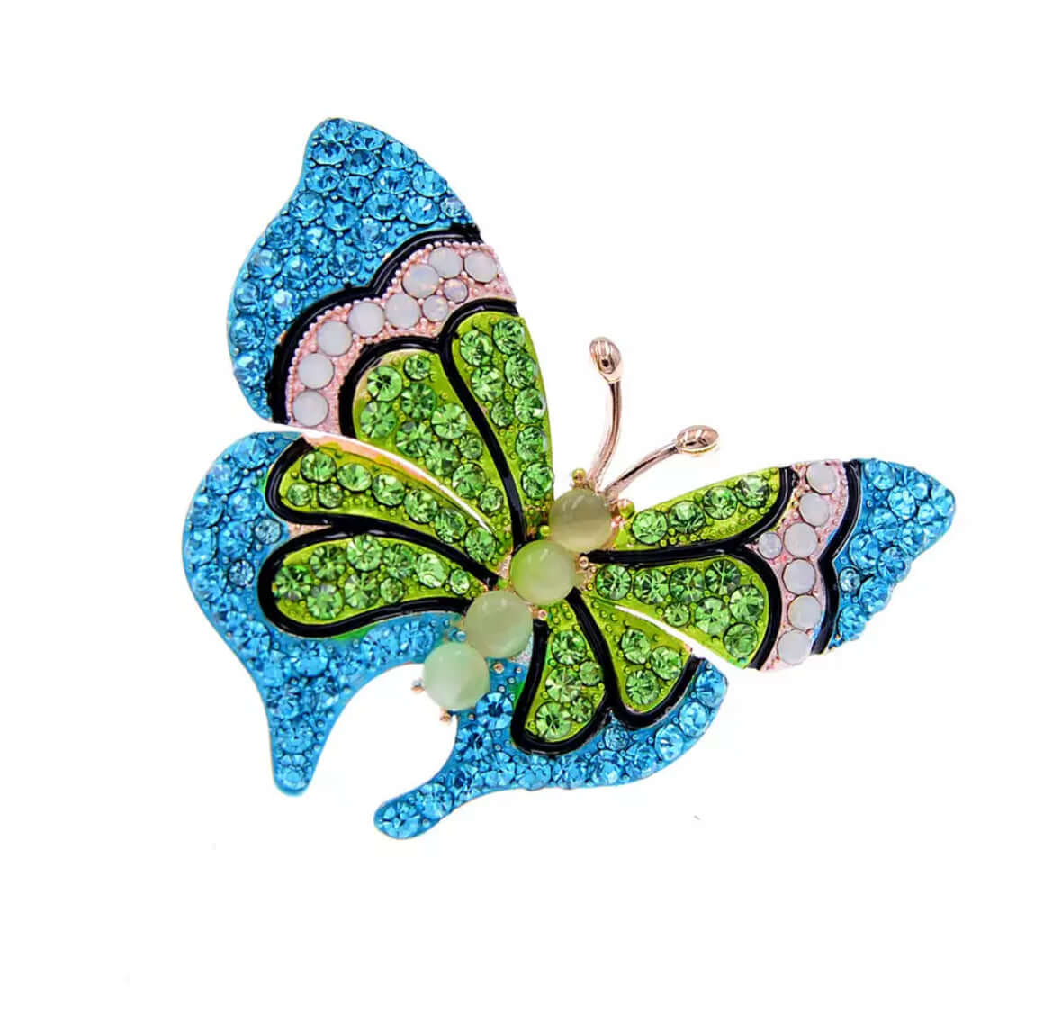 Butterfly brooch scarf green pin cocktail jewelry bridal gift