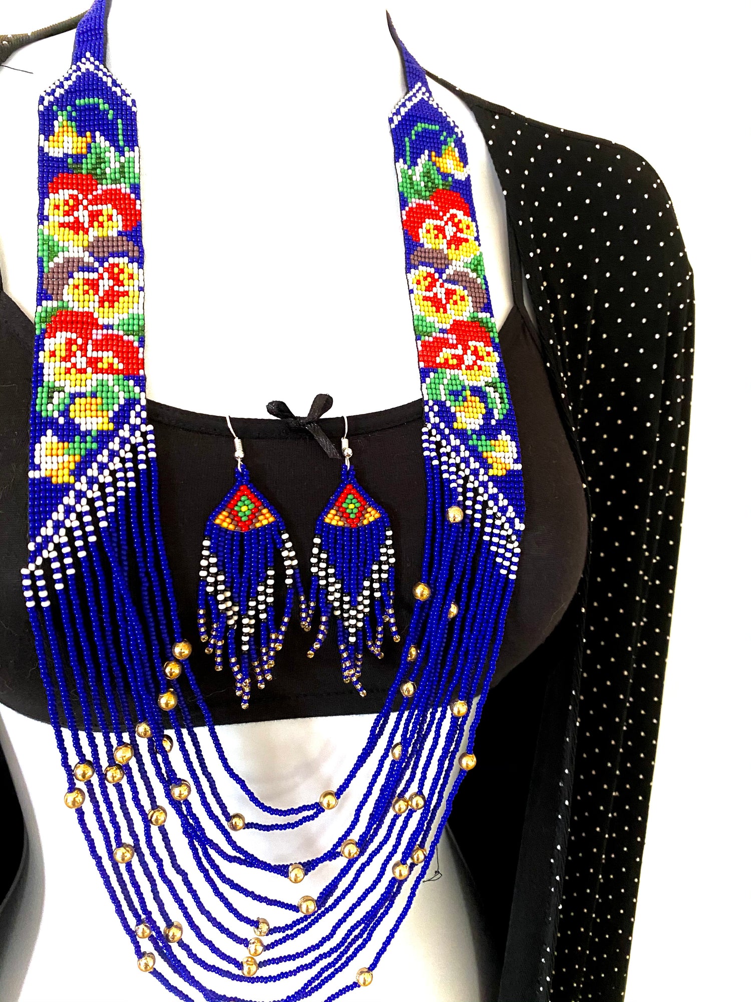 Handcrafted Bead necklace earrings set