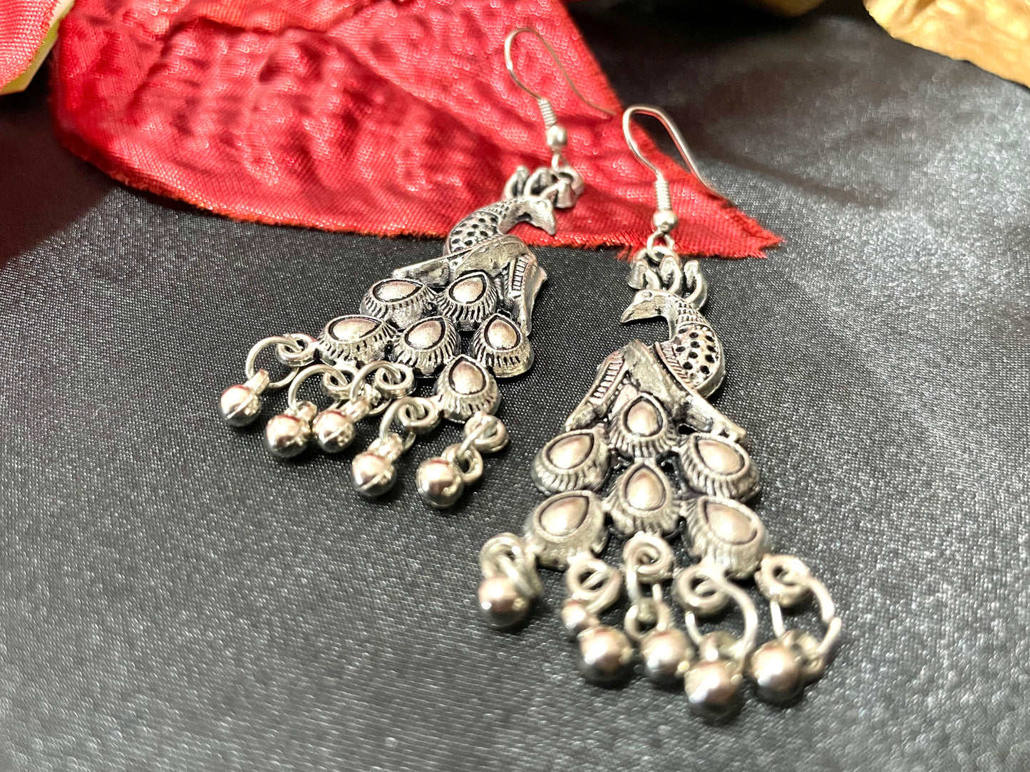 Handcrafted earring peacock design dangle drop lightweight jewelry