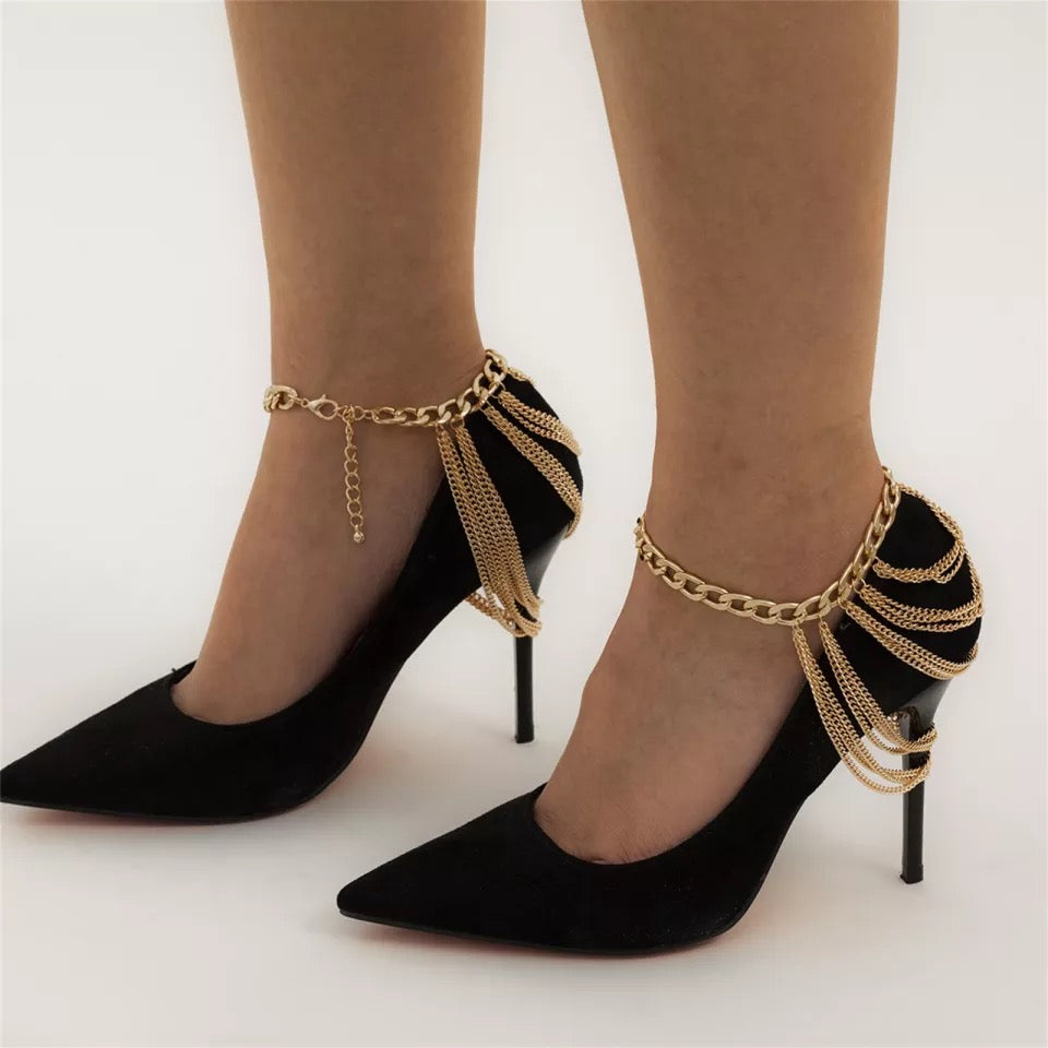 Layered Anklet pair hip hop heels decor punk jewelry boho style