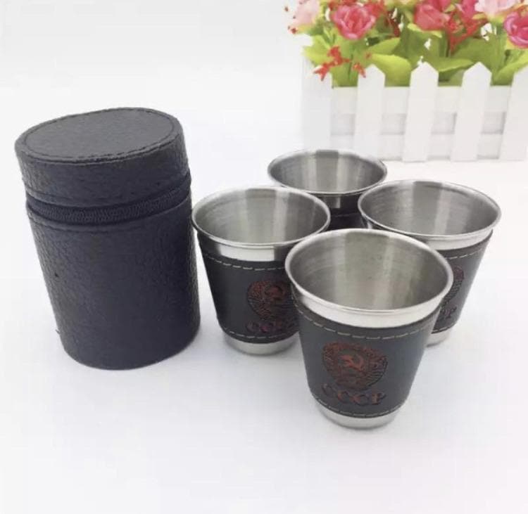 Travel wine glass set with leather grip cover favors