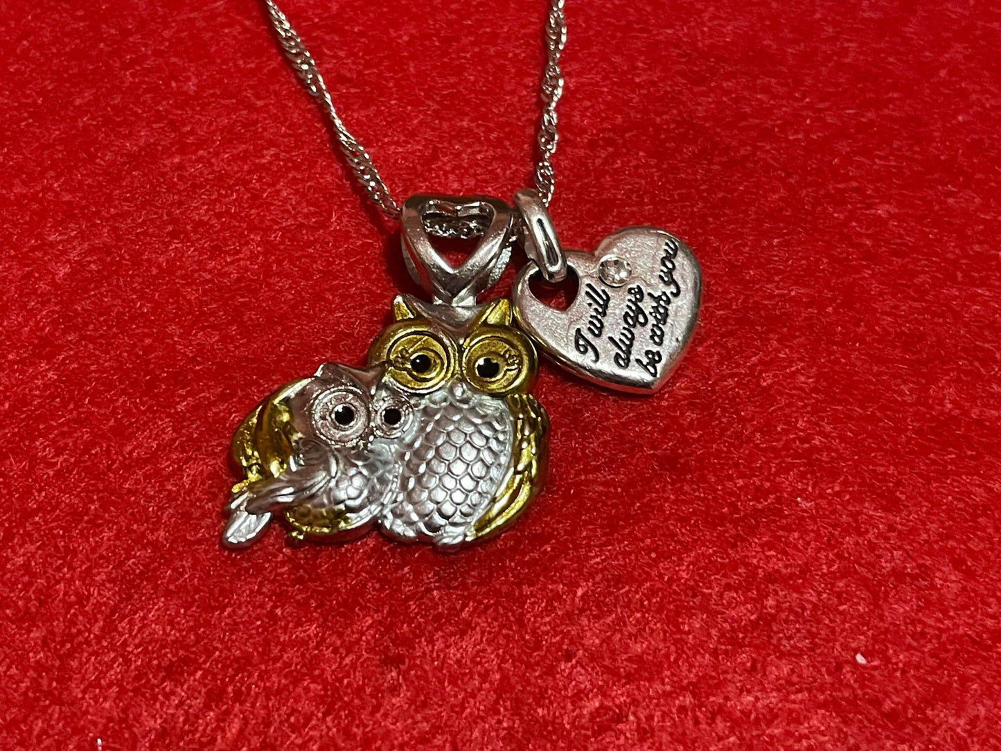 Charm pendant owl necklace “I will always be with you “