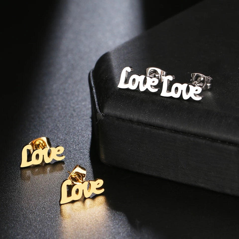 Love earrings stainless no fade 1 pair jewelry