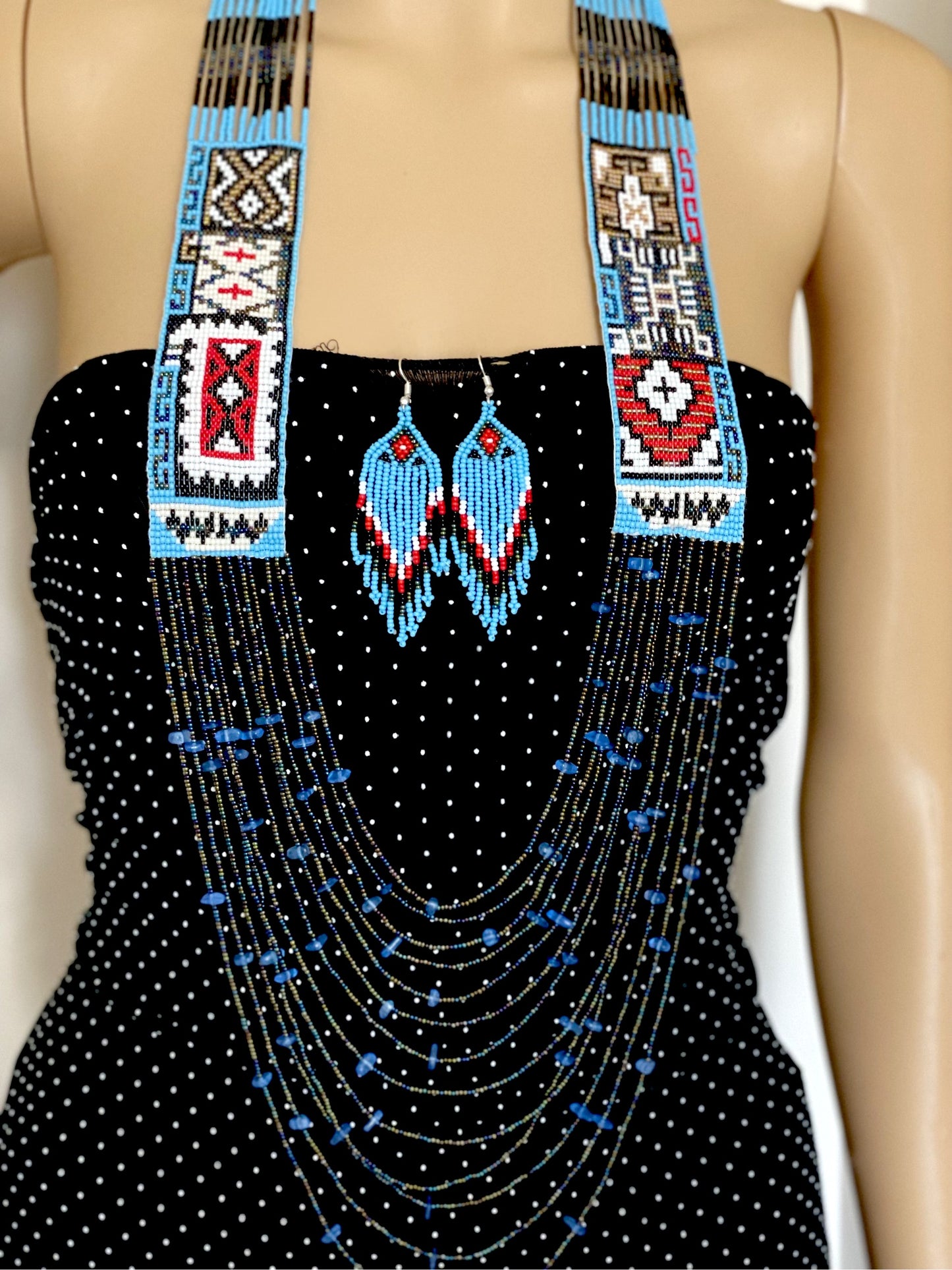 Seed bead necklace Handcrafted boho African jewelry tribal set