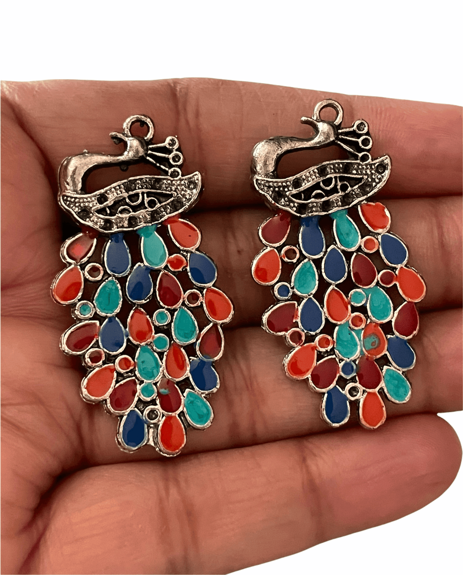 1 pair Bohemian earrings oxidized enameled lightweight