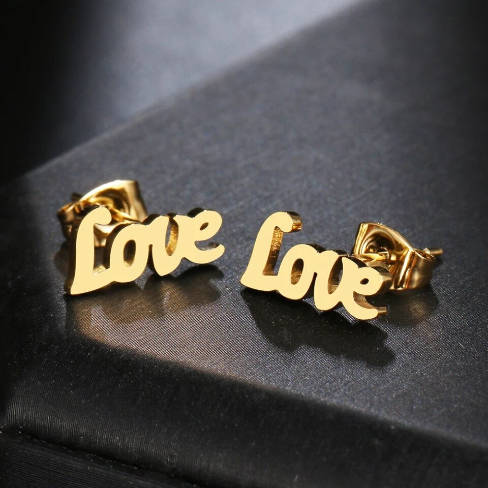 Love earrings stainless no fade 1 pair jewelry